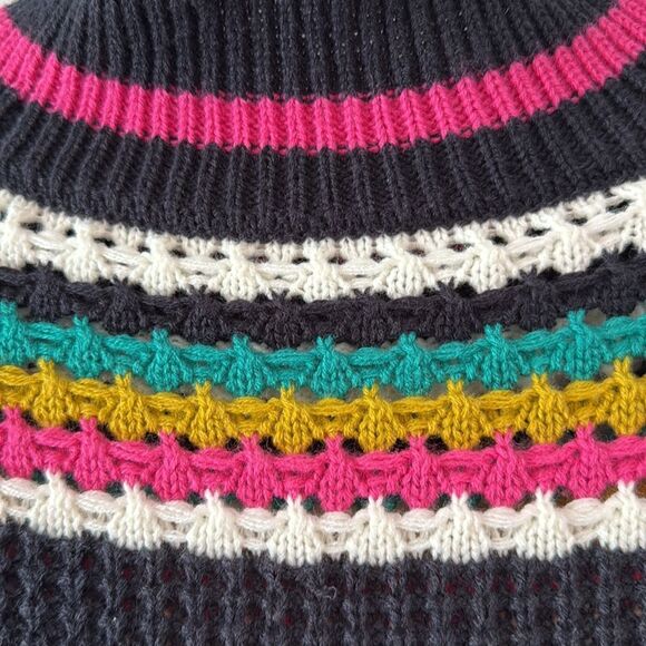 NAVY BLUE WOMEN'S BLUE PINK TEAL MULTICOLOR SWEATER FITS LIKE LARGE /EXTRA LARGE - Picture 3 of 6